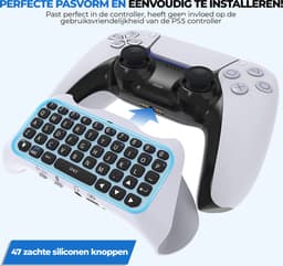 Heuts Goods - Toetsenbord geschikt voor PS5 controller - Qwerty Toetsenbord - Keyboard - Accessoire geschikt voor PS5 - Wit — thumbnail 2