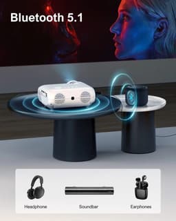 Thuisbioscoop set - 10.000 Lumen - 89cm tot 305cm Breedscherm - Mini Beamer met WiFi - Handmatig projectiescherm - Surround set Home Cinema - Projector - Mini beamer - Mini projector - Thuisbioscoop - Filmpakket — thumbnail 4