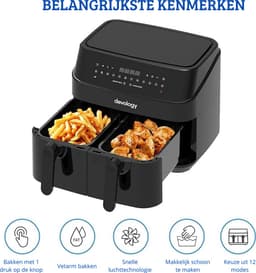 Dubbele Airfryer – XXL Heteluchtfriteuse – Onafhankelijke Kookzones – 12 Kookprogramma’s – LED-Display — thumbnail 5
