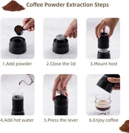 Draagbare Koffiemachine - Espressomachine - Voor Nespresso, Dolce Gusto Cups en Filterkoffie - 20 Bar - Handpers - Voor Op reis/Camping - Zwart — thumbnail 3