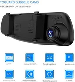 Dual dashcam - Dashcam voor en achter - Auto camera dashcam - Dashcam auto - Dual dashcam voor auto - Zwart — thumbnail 4