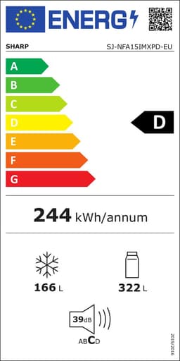 Sharp SJNFA15IMXPDEU - Amerikaanse Koelkast - 4 deurs - energie label D - 488 liter - Advanced No Frost - zilver — thumbnail 2