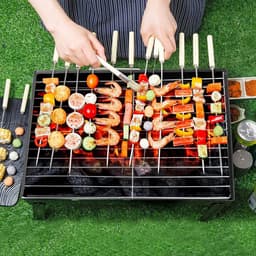 Uten Opvouwbare mini bbq houtskool - barbecue houtskool - Houtskoolbarbecues - Camping barbecues- Barbeque - Grilloppervlak (L x B) 35 x 27 cm - Zwart — thumbnail 3