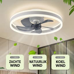 Ventilator Lamp - Smart Lamp - 6 Standen - Dimbaar - Wit - Kroonluchter Ventilator - Chandelier Fan - Woonkamer Lamp - Ventilator Lampen — thumbnail 2