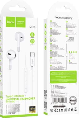 Hoco M109 Universele USB-C Koptelefoon met microfoon wit - 1,2m - DAC — thumbnail 2