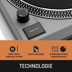 Lenco Platenspeler - Direct drive - USB digitalisering - DJ Draaitafel - L-3810GY - Grijs — thumbnail 4