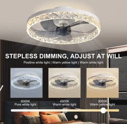 Ventilator Lamp - Airco Lamp - Plafondventilator Met Verlichting - Pafonniere - Plafondventilator Afstandbediening - Keukenlamp - Woonkamerlamp -6 Standen - Wit — thumbnail 2