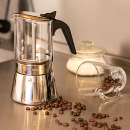 Espressomaker VeoHome 360ml RVS - Glazen Kristal Moka pot- Percolator voor inductie 6 kops, Compatibel met Alle Kookplaten — thumbnail 2