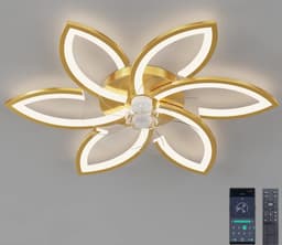 6 Lotus Plafondlamp - Met Ventilator - Goud - Met Afstandsbediening - Smart lamp - Dimbaar Met App - 6 Standen Ventilator - Woonkamerlamp - Moderne lamp - Plafoniere — thumbnail 5