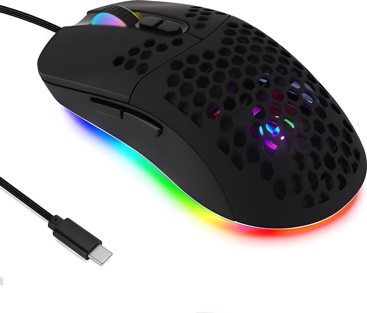 TOJ Optische Game / Gaming Muis - Bedraad 1.8 Meter - RGB Verlichting - 7200DPI - Zwart - USB-C — afbeelding 1