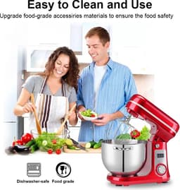 Shoppee 6L Foodprocessor - Keukenmachine - Voedsel Stand Mixer 1200W Dc - Stille Motor - Roestvrijstalen Kom 6-Speed -Crème Ei Garde zweep Deeg Kneader — thumbnail 2