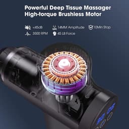 massagepistool voor rug, nek en schouder, stil elektrisch massageapparaat met 30 snelheden en 6 koppen — thumbnail 4