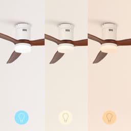 CREATE - Plafondventilator 40W silent Ø132 cm - Met Verlichting drie temperaturen - Met Afstandsbediening - 6 Snelheden - Timer - Zomer/Winter functie - Wit - WIND CALM — thumbnail 4