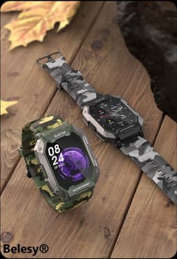 Belesy® Covert - Smartwatch Heren –Horloge – Navigatie - Stappenteller – Calorieën - Hartslag – Sporten - Je eigen foto als wijzerplaat - Kleurenscherm - Full Touch – Groen – Siliconen - Moederdag — thumbnail 5