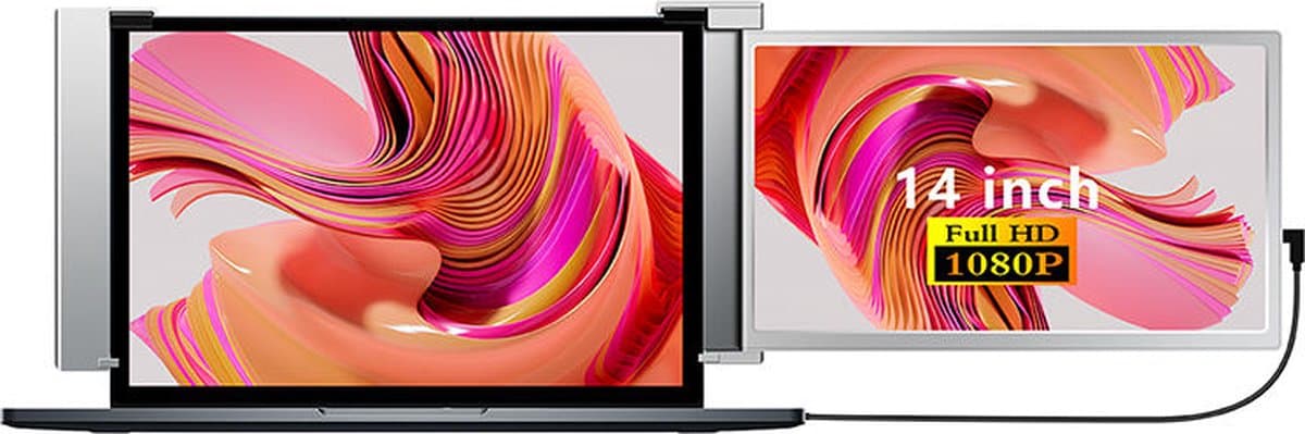 Lipa S14 14 inch portable monitor - Ook voor Windows en MacOS - Extra beeldscherm laptop - Draagbaar scherm - Computerscherm - Beeldscherm - Plug & Play - HDR- Freesync - Usb c en HDMI - Laptop: 14" - 17" - Dual Speakers - Met beschermhoes — afbeelding 1