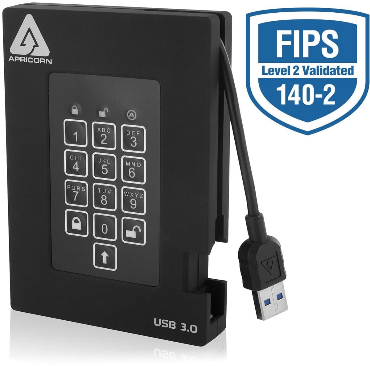 Apricorn Padlock Fortress - FIPS validated, 2TB USB 3.0 — afbeelding 1