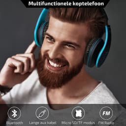 PowerLocus P2 Draadloze Over Ear Koptelefoon - Bluetooth 5.0 - Deep Bass - 20 Uur Speeltijd - Opbergtas - [Upgrade Zwart/Blauw] — thumbnail 5