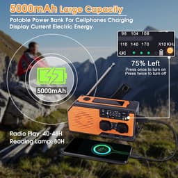 Noodradio – Solar Emergency Radio – Kamperen Outdoor Survival Radio – Powerbank – Zaklamp – Zonne Energie — thumbnail 3