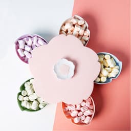 Roterende Sieraden organizer - Container snoep - Snoepdoos - Nootjes Hapjes Borrel Snackbox - Healthy High Tea Box - 22 cm - Bloem opbergdoos — thumbnail 2