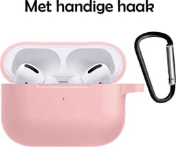 Hoesje Geschikt voor Apple AirPods Pro 2 - Siliconen Hoes met Clip - Silicone Case Cover - Lichtroze — thumbnail 2