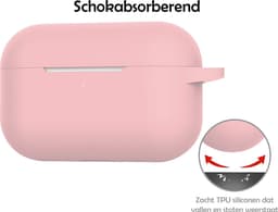 Hoesje Geschikt voor Apple AirPods Pro 2 - Siliconen Hoes met Clip - Silicone Case Cover - Lichtroze — thumbnail 3