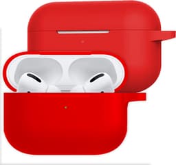 Hoesje Geschikt voor Apple AirPods Pro 2 - Siliconen Hoes met Clip - Silicone Case Cover - Rood — thumbnail 1
