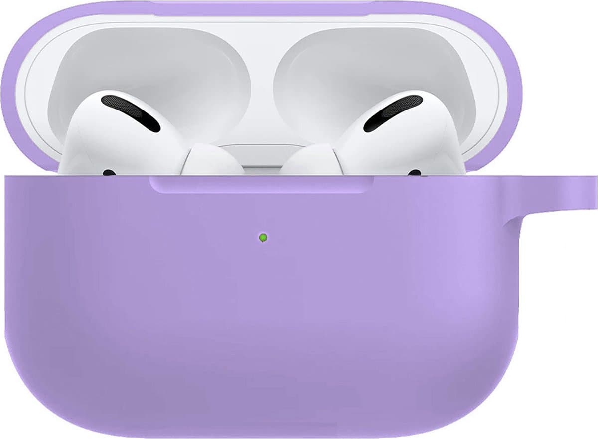 Hoesje - Geschikt voor Apple AirPods Pro 2 - Siliconen Hoes met Clip - Silicone Case Cover - Lila — afbeelding 1
