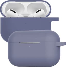 Case - Geschikt voor Apple AirPods Pro 2 - Siliconen Hoes met Clip - Silicone Hoesje Cover - Grijsblauw — thumbnail 1