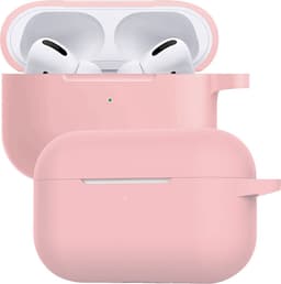 Case - Geschikt voor Apple AirPods Pro 2 - Siliconen Hoes met Clip - Silicone Hoesje Cover - Lichtroze — thumbnail 1