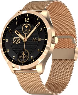 Belesy® Y3 Pro 2022 - Smartwatch Dames - Smartwatch Heren - Android - IOS - Horloge - 1.28 inch - Kleurenscherm - Stappenteller - Bloeddruk - Hartslag - 75+ Wijzerplaten - Sporten - Staal - Goud - Moederdag — thumbnail 1