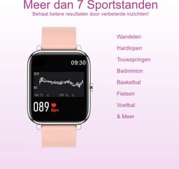 Belesy® HUNDRED - Smartwatch Dames - Smartwatch Heren - Horloge - 1.3 inch - Kleurenscherm - Full Touch - Stappenteller - Multi Sport - 100+ Watchfaces - Siliconen - Roze — thumbnail 4