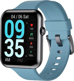 SAMTECH Smartwatch - Heren & Dames – horloge – met HD Touchscreen - Stappenteller, Calorie Teller, Slaap meter – Geschikt voor iOS, Android en meer - Blauw/Groen — thumbnail 1
