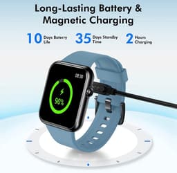 SAMTECH Smartwatch - Heren & Dames – horloge – met HD Touchscreen - Stappenteller, Calorie Teller, Slaap meter – Geschikt voor iOS, Android en meer - Blauw/Groen — thumbnail 2