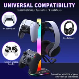 Accessoire opbergrek - Controllerhouder - Koptelefoonstandaard - Meerdere RGB-verlichtingsmodi - Antislipontwerp - Gamecontrollerstandaard Geschikt voor Xbox, PS5, PS4, Nintendo Switch — thumbnail 4
