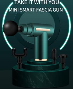 Mini massage gun rood - 4 koppen - 6 snelheden - diepe spierstimulatie - licht in gewicht (540 gram) - stil in gebruik - makkelijk mee te nemen — thumbnail 2
