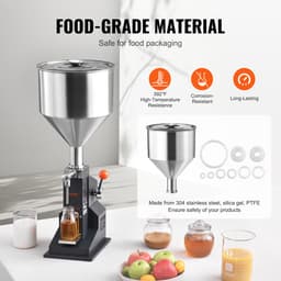 VEVOR 5-100ml Vulmachine Handmatige Vloeistofvulmachine Gemaakt van Food Grade 304 Roestvrij Staal Siliconen PTFE Vulmachine Inclusief Twee Spuitmonden 4 mm / 8 mm Ideaal voor het Vullen van Honingolie-essentie — thumbnail 3