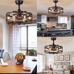 LuxiLamps - Kooi Ventilator - Moderne Plafondventilator - Zwart/Bruin - 3 Snelheden - 50 cm - Dimbaar Met Afstandsbediening - Kroonluchter Ventilator - Woonkamer Lamp — thumbnail 3