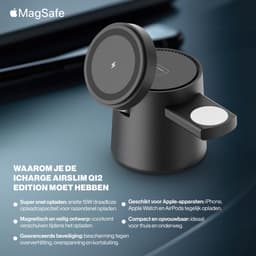 iCharge AirSlim - Qi2 Edition - 3 in 1 Magnetische Snelle Draadloze Oplader - 15W - Compact en Opvouwbaar - Voor iPhone, Apple Watch en AirPods - Zwart — thumbnail 3