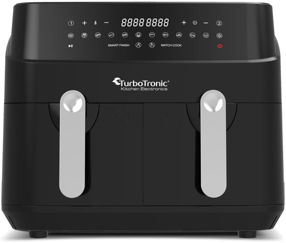 Turbotronic DAF5 Dubbele Airfryer XXL DualChef - 9L - Heteluchtfriteuse - Dubbele Mand - 2 x 4.5L - 50ºC tot 200ºC - 12 Kookprogramma's - Zwart — afbeelding 1