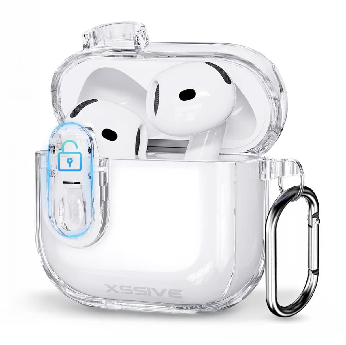 Transparant Hardcase Cover – Geschikt voor Apple AirPods 4 – Hoesje met Sleutelhanger — afbeelding 1