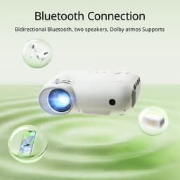 Yoton Y9 Beamer 4K - Native 1080P - 400 ANSI Lumen - Ingebouwde Netflix/Prime Video/YouTube - 5G Wifi en Bluetooth - Mini Beamer met Draagtas - Wit — thumbnail 3