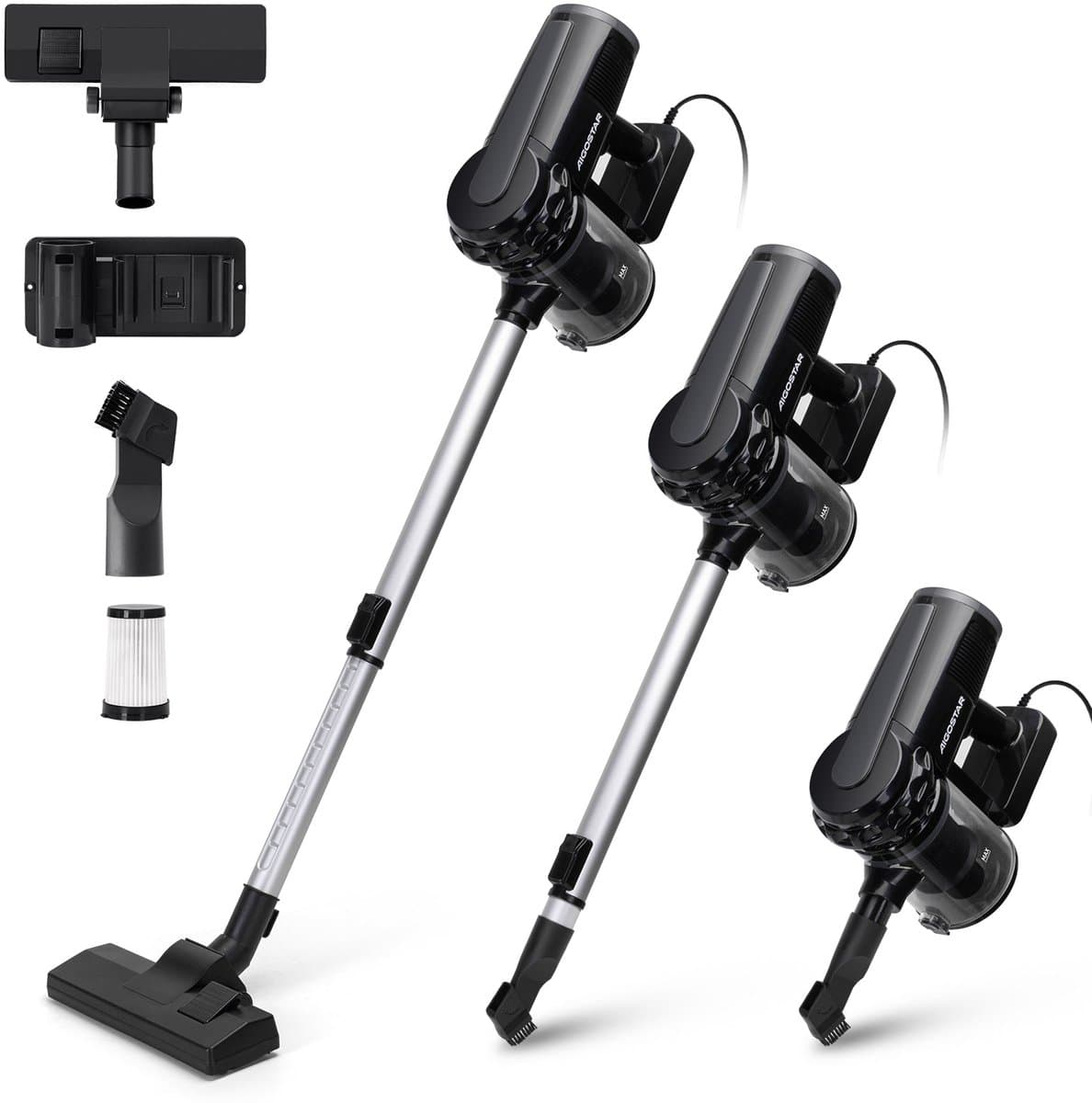 Aigostar Titan - Steelstofzuiger - Stofzuiger zonder Zak - 6M Snoer - 16kPa Krachtige Zuigkracht - 600W - 1 L Stofbak - Geschikt voor Dierenharen - Zwart — afbeelding 1