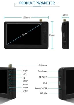Stemily 5-Inch Mini TV - Televisie - Draagbaar - 800x480 - Digitaal & Analoog - FM-radio - USB - SD-Kaart - 13,8x2,3x8,5cm — thumbnail 3