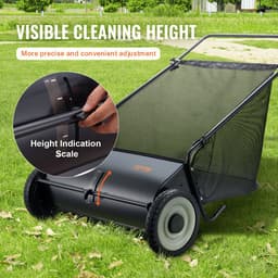 Grasmaaier - Handmatige Tuinveger - 66 cm Werkbreedte - 198L Opvangzak - Verstelbare Borstelhoogte - Stevige Stalen Constructie - Geschikt voor Gazon - Oprit en Tuin — thumbnail 5