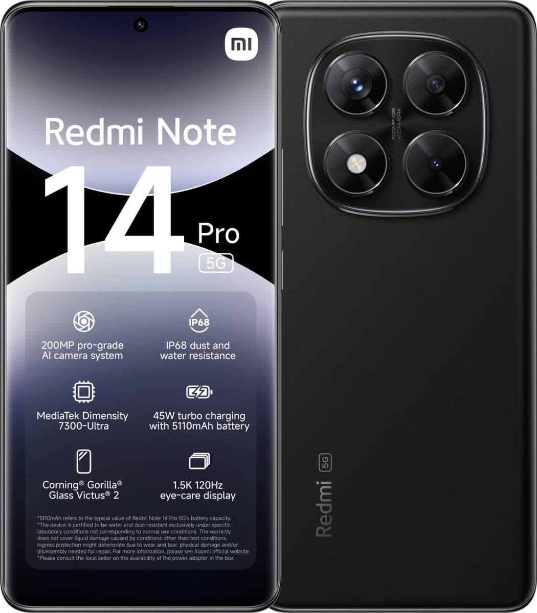 Xiaomi Redmi Note 14 Pro - 5G - 8GB/256GB - Midnight Zwart — afbeelding 1