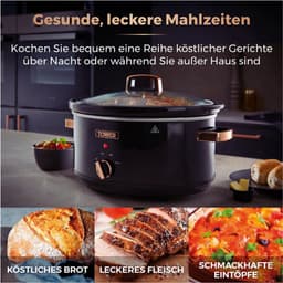 Infinity Slowcooker - 6.5L - 270W - 3 Kookstanden - Warmhoudfunctie - Zwart En Roségoud - Huishoudelijke Apparaten — thumbnail 1