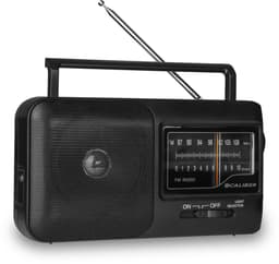 Caliber Noodradio - Draagbare radio - Werkt op batterijen en op Netstroom - Retro radio - FM radio - Keukenradio - Noodradio Denk Vooruit - Handvat - Koptelefoonaansluiting - Zwart (HPG317-B) — thumbnail 1