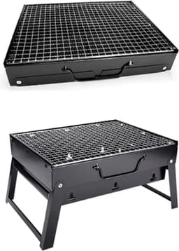 IBBO Shop - Oustuff Opvouwbare BBQ - Picknick Barbecue - Houtskool Grill - Outdoor Kamperen - Opvouwbaar - 35 x 27 x 20cm - Draagbaar - Zwart — thumbnail 1