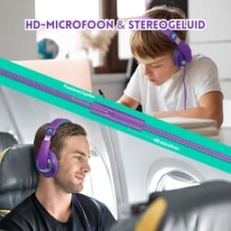 StayPowered Kinderkoptelefoon - Perfect Geluid & Ultiem Comfort - Verstelbaar - HD Microfoon - Kraakhelder Stereo - Zachte Oorkussens - Duurzame Kabel - 3.5mm Jack - Paars/Groen - Levering Sneller dan Aangegeven! — thumbnail 5