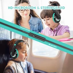 StayPowered Kinderkoptelefoon - Perfect Geluid & Ultiem Comfort - Verstelbaar - HD Microfoon - Kraakhelder Stereo - Zachte Oorkussens - Duurzame Kabel - 3.5mm Jack - Zwart/Cyaan - Levering Sneller dan Aangegeven! — thumbnail 5